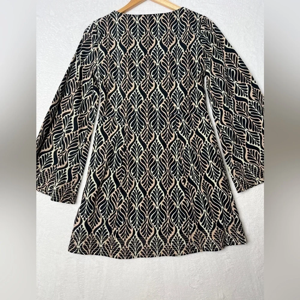 Free People Gia Bell Sleeve Mini Dress Cotton Boho Neutral Groovy 70s Sz Small